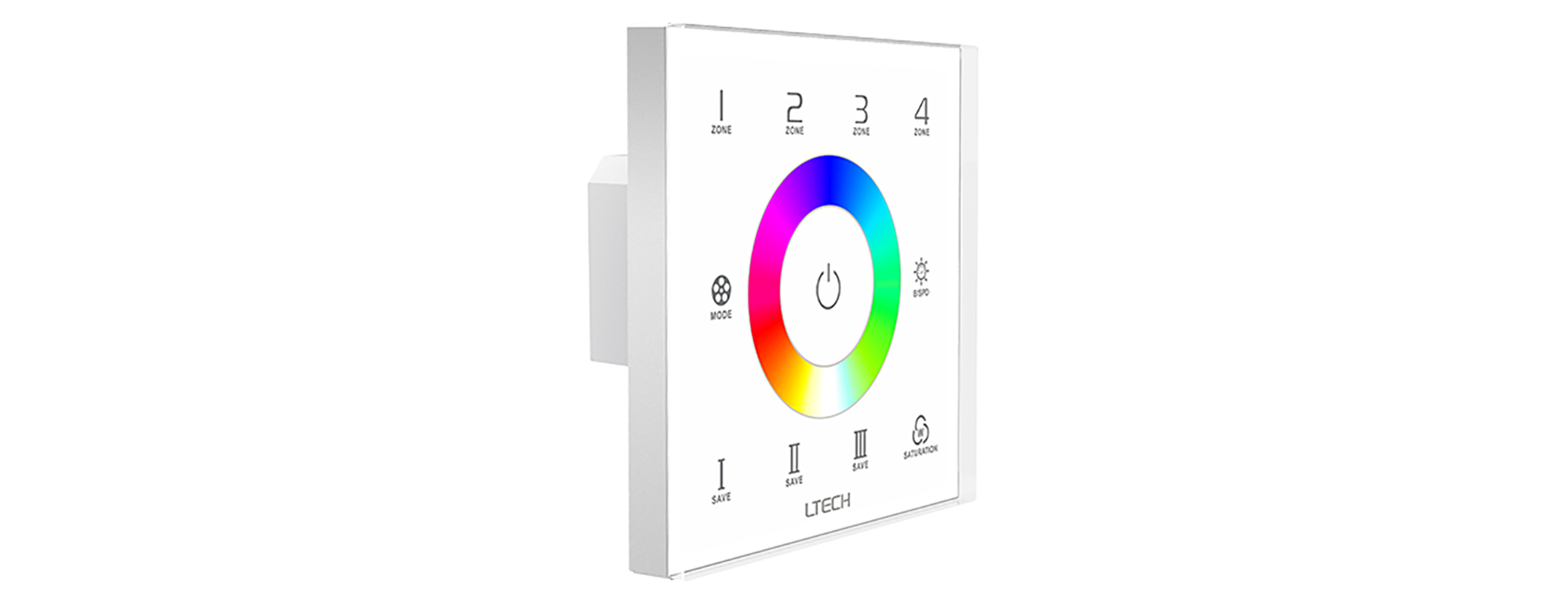EX7S  RGB Touch Panel 4 Zones, RF 2.4GHz, DMX512 interface, Capacitive touch, 100-240Vac input, IP44.